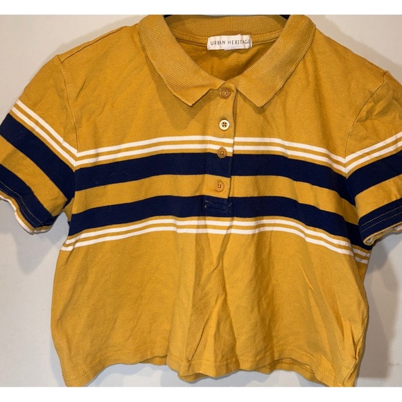 Forever 21 Urban Heritage Yellow Polo Buttoned Down Cropped Shirt - Picture 1 of 7